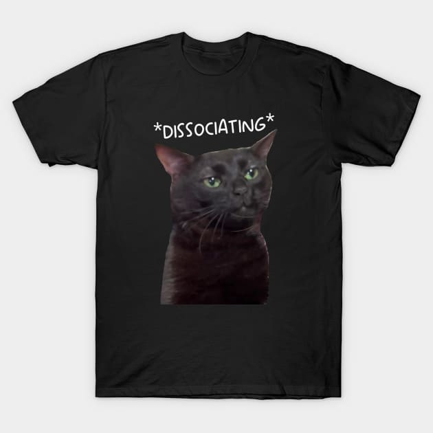 Dissociating, Zoning Out Black Cat Meme T-Shirt by Y2KSZN